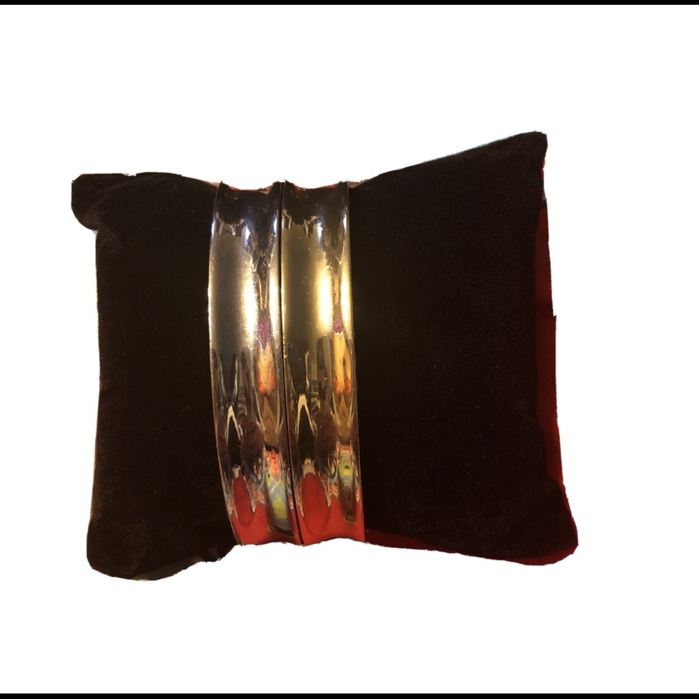 2 Cuff Bracelets Silver Gold Magnetic Stackable